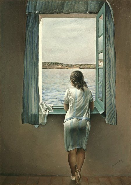 dali muchacha en la ventana 1925