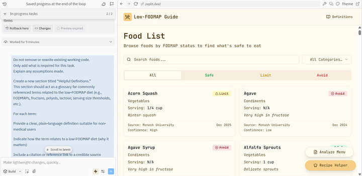 Screenshots from the App