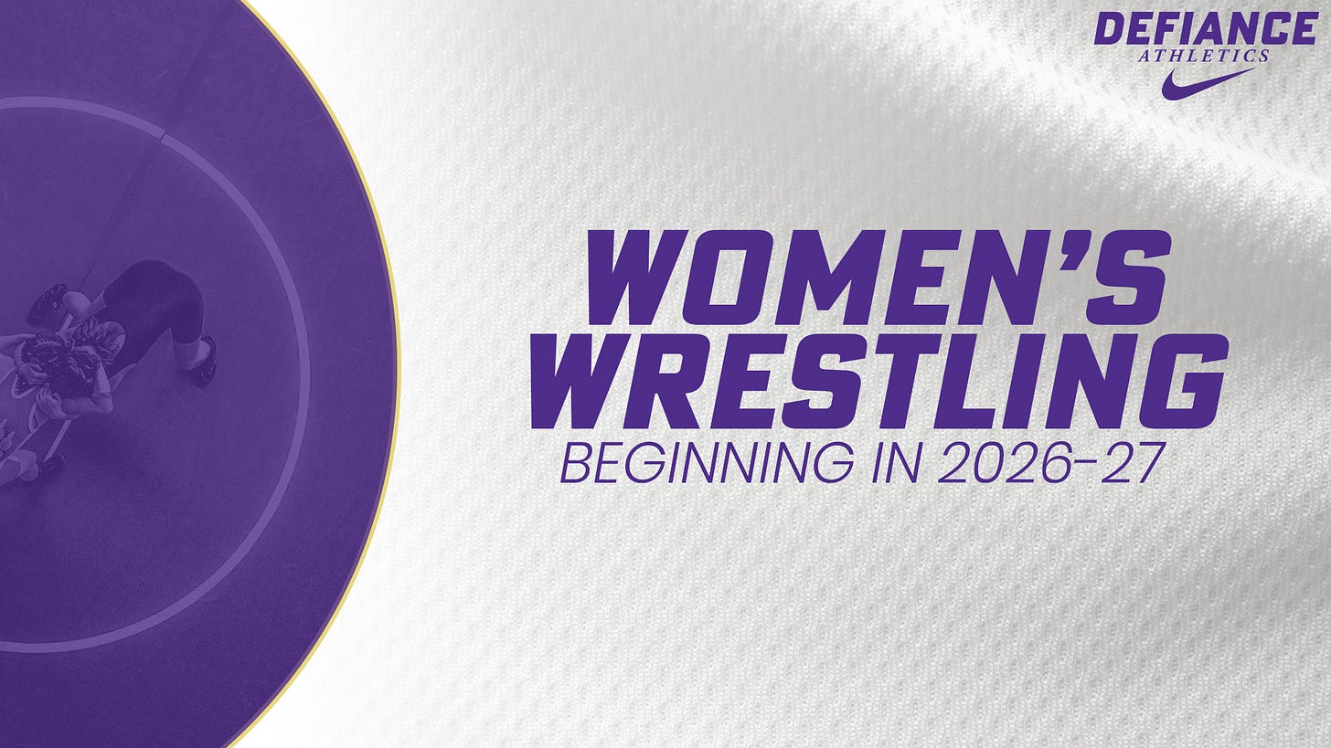 Women’s Wrestling program coming to Defiance College in 2026-27
