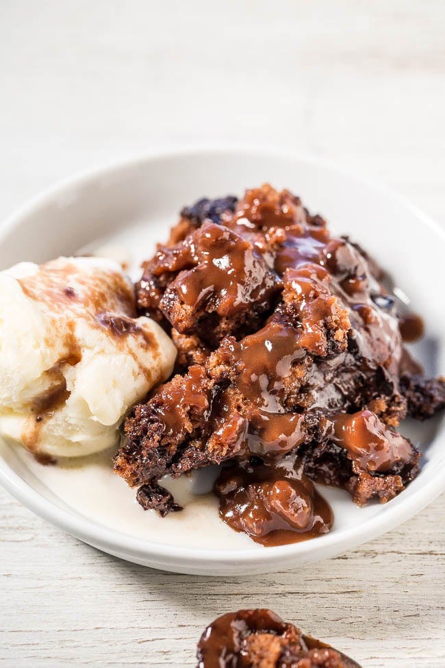 Crockpot Lava Cake — This is an easy, no-mixer cake that’s super soft, gooey, moist, rich, and fudgy. As the cake cooks, it creates its own hot fudge sauce! For the full experience, serve with ice cream or whipped cream. 