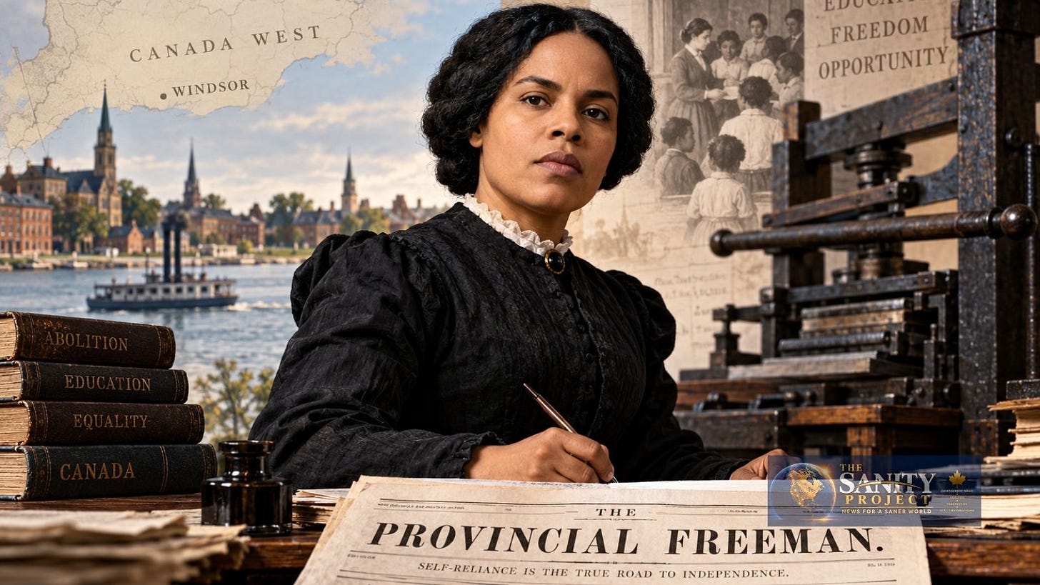 Mary Ann Shadd Cary teaching an integrated class in Canada West and later recruiting Black Union soldiers during the American Civil War. Mary Ann Shadd Cary teaching an integrated class in Canada West and later recruiting Black Union soldiers during the American Civil War.