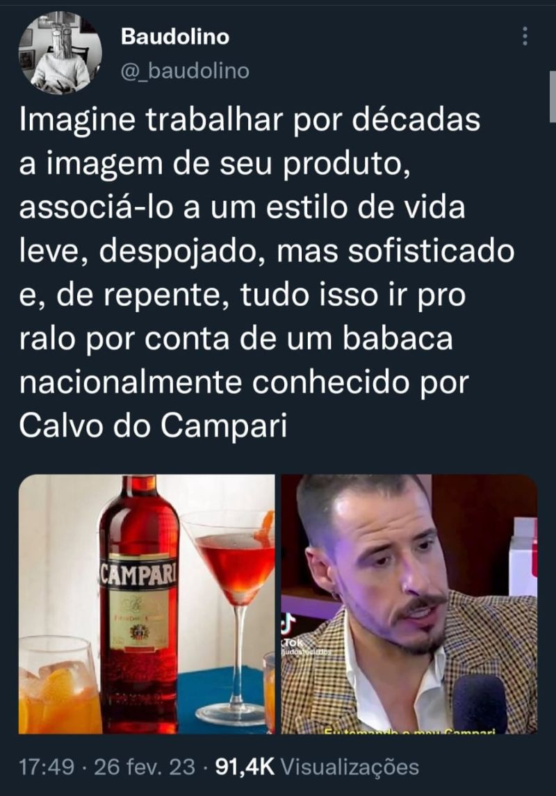 Espero que o pessoal da Campari Group já esteja trabalhando em uma forma de  desvincular a imagem desses "redpills". Ah Rafa, mas nunca se falou tanto  da marca como nas últimas semanas.