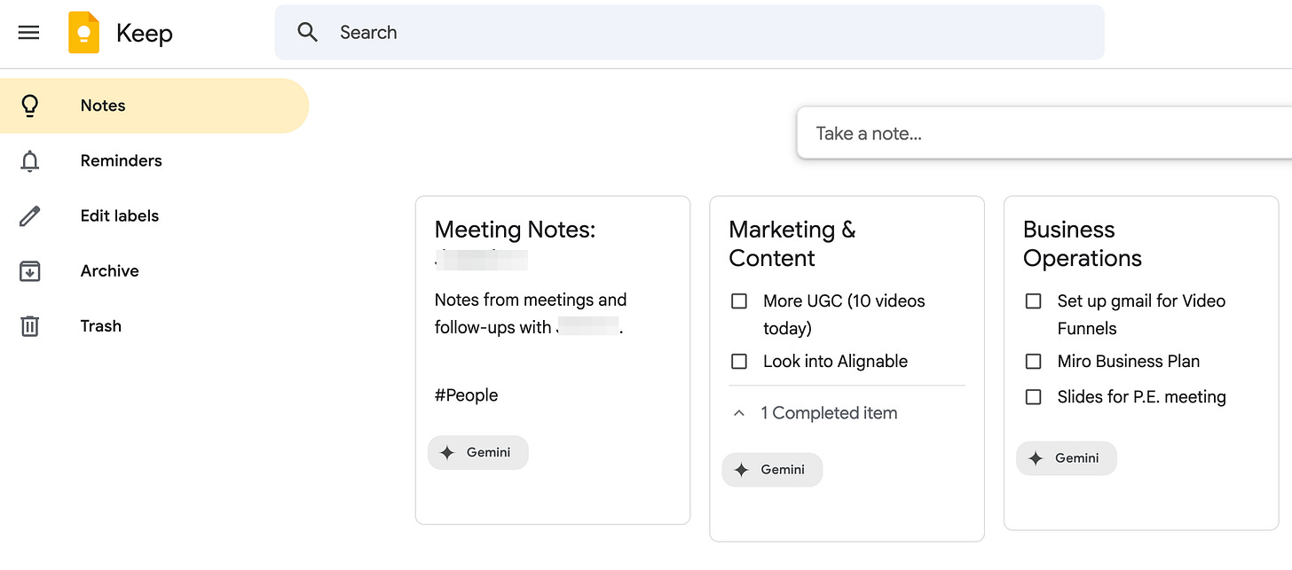 An example image using Google Keep