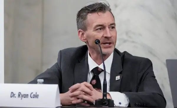 Dr. Ryan Cole speaks during a panel discussion on COVID-19 on Capitol Hill in Washington on Jan. 24, 2022. (Drew Angerer/Getty Images)