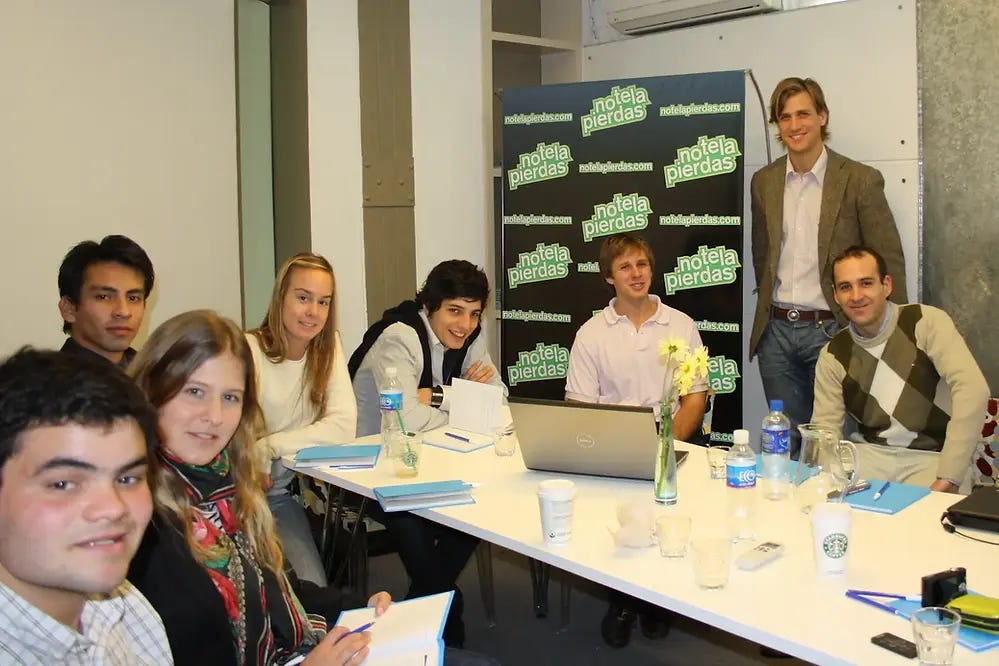 A photo of the NTLP Argentina Sales Team including, from right, future Head of Sales Luciano Bustillo, and CEO Charlie Cardoso.