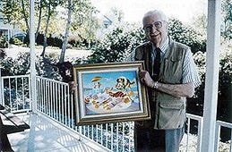 An old person holding a framed painting

AI-generated content may be incorrect.