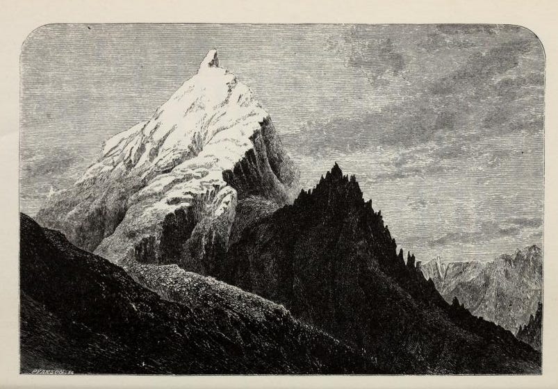 Engraving of a mountain range