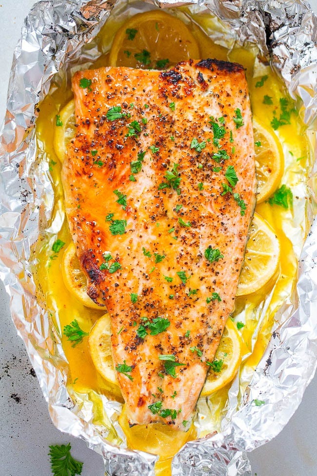 Honey Lemon Salmon in foil pack Honey Lemon Salmon in foil pack
