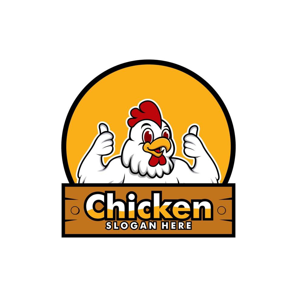 Chicken Logo Cartoon Character. A funny Cartoon Rooster chicken giving a thumbs up. Vector logo ...