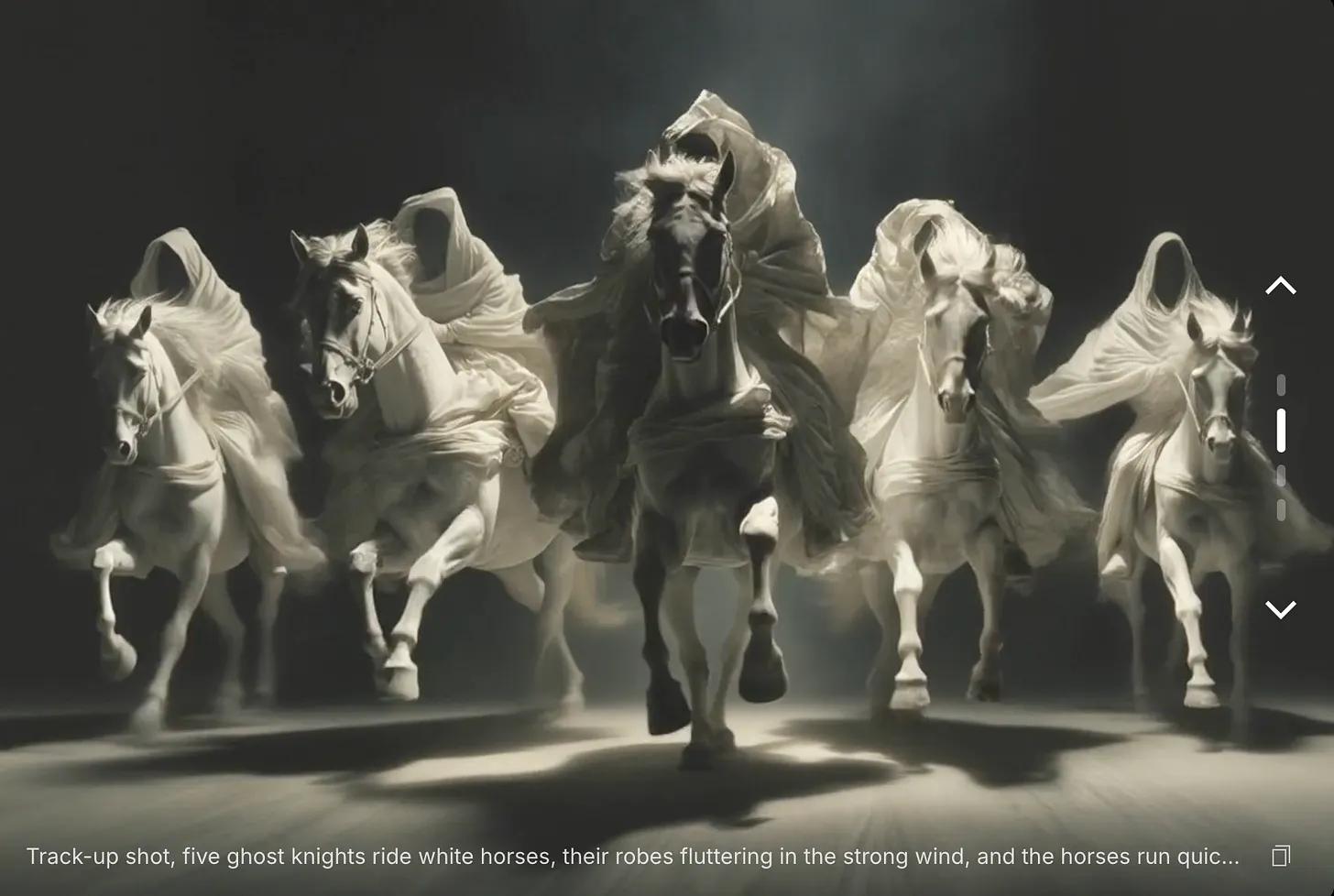 five ghost knights ride white horses