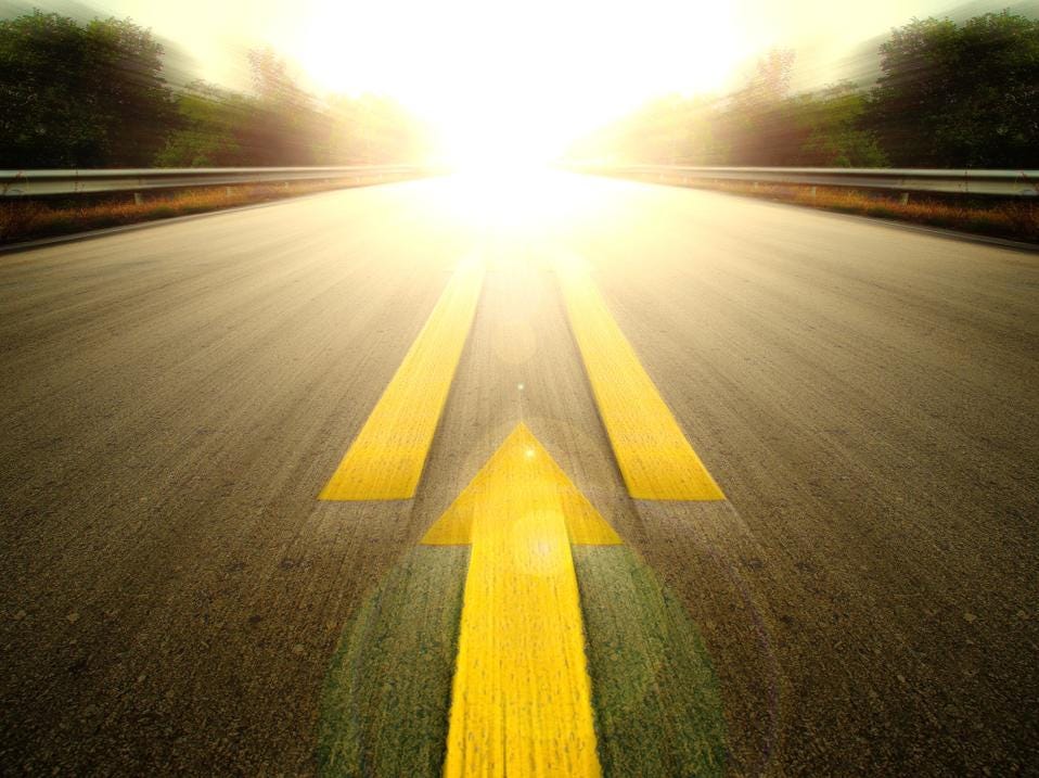 Road and Yellow arrow.