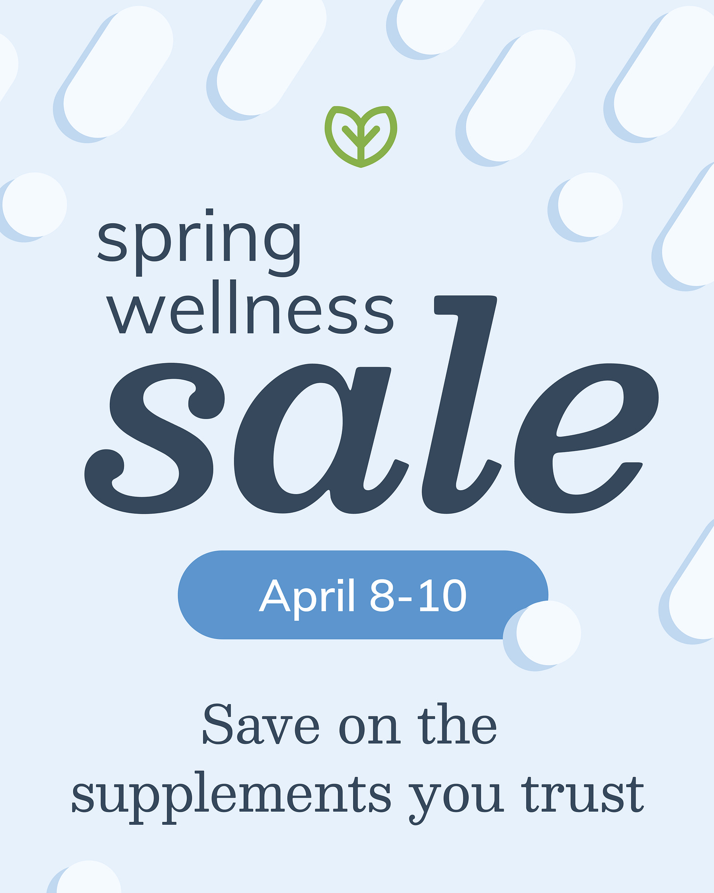 fullscript supplement sale promo image, sale going from April 8-10th.