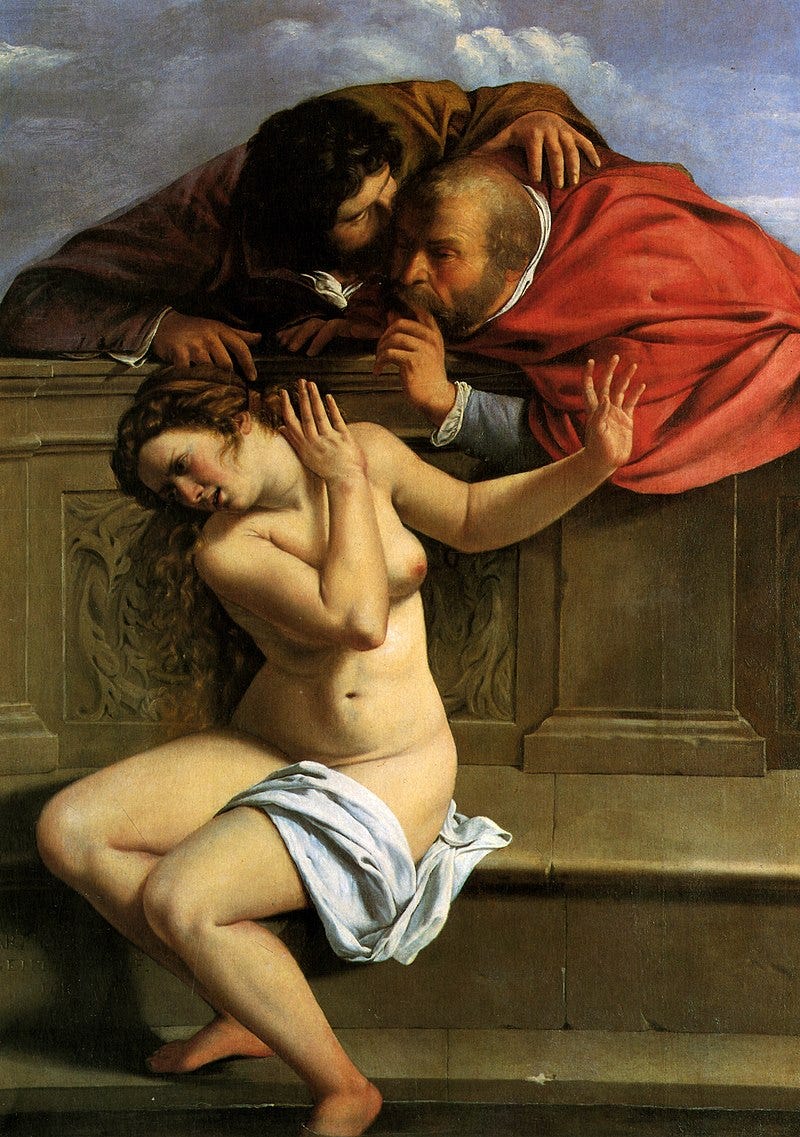 The painting: The Elders and Susanna by Artemisia Gentileschi