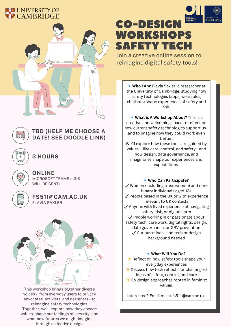 Poster for co-design workshop on digital safety tools