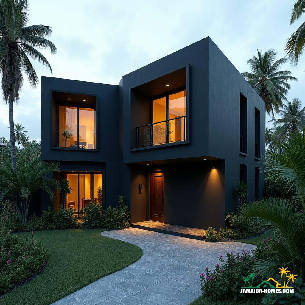 A striking modern black Caribbean cottage in Jamaica
