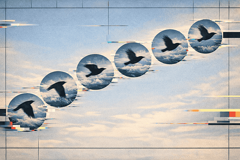 Collage inspired imagery of the material world colliding with nature