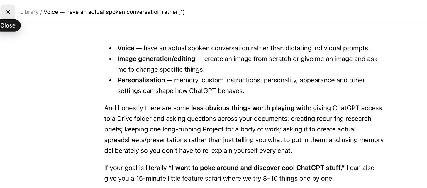 Response text deliberately saved as a Library document