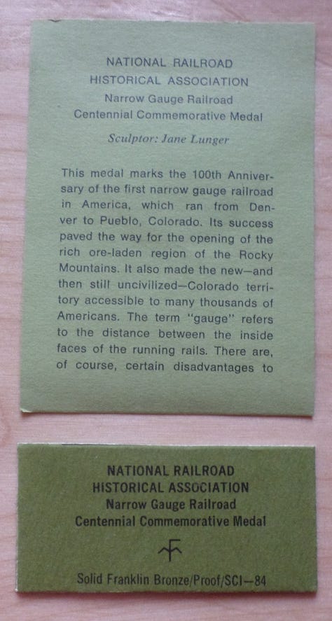 denver and rio grande narrow-gauge railroad medal photos