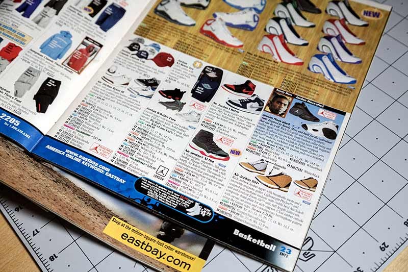 Air Jordans in the Eastbay Catalog, 2001.