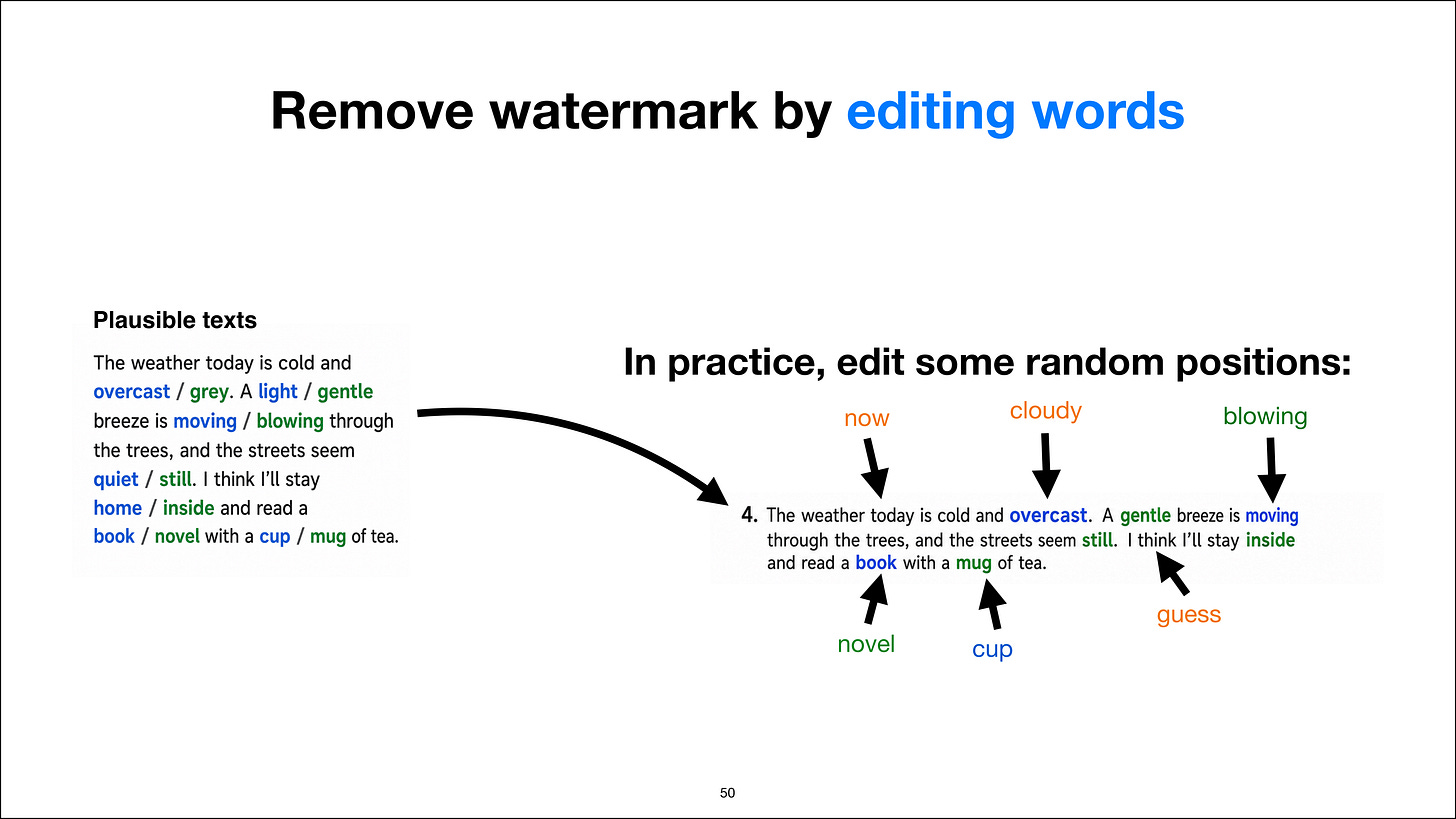 In practice, watermark removal edits several guessed positions In practice, watermark removal edits several guessed positions