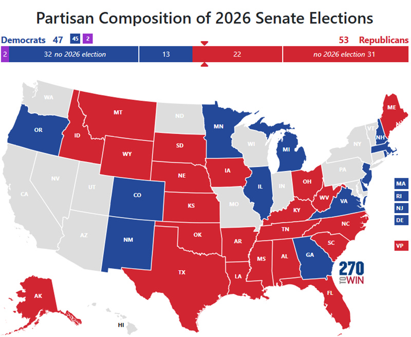 Introducing the 2026 Senate Interactive Map - 270toWin Introducing the 2026 Senate Interactive Map - 270toWin