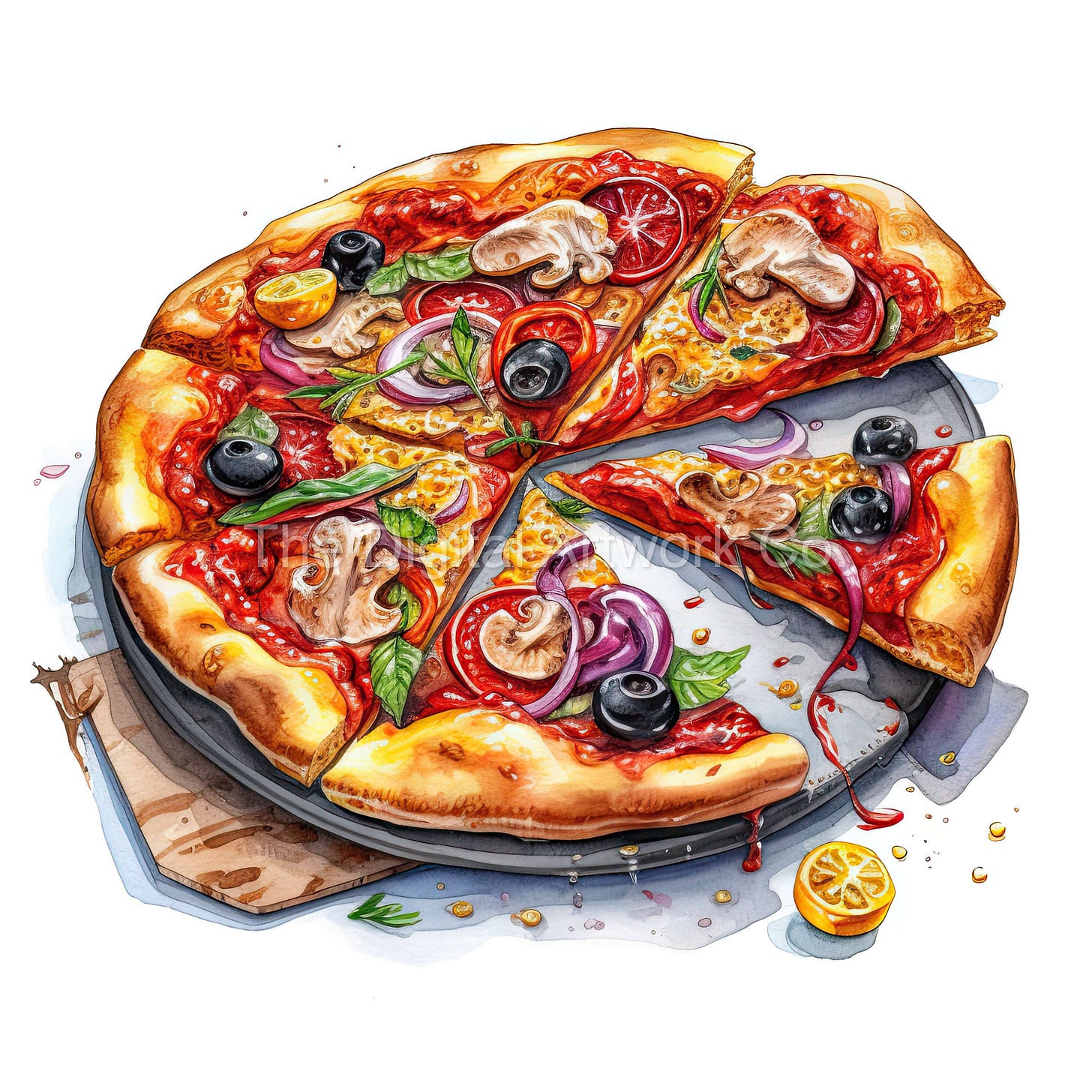 12 High Quality Designs of Pizza Clip Art 12 Jpgs - Digital Print,  Watercolour, Wall Art, Commercial Use - Digital Download - Etsy