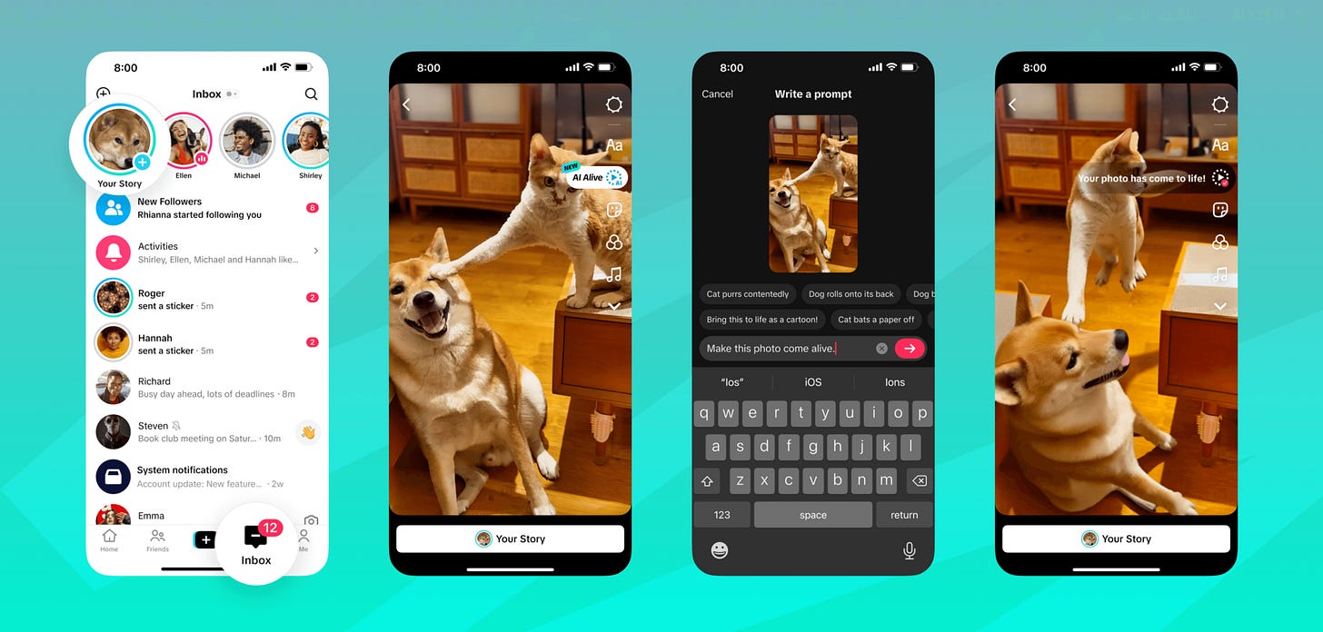 TikTok launches its first image-to-video tool, “AI Alive”