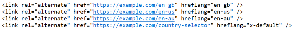 Example of hreflang meta tags. Example of hreflang meta tags.