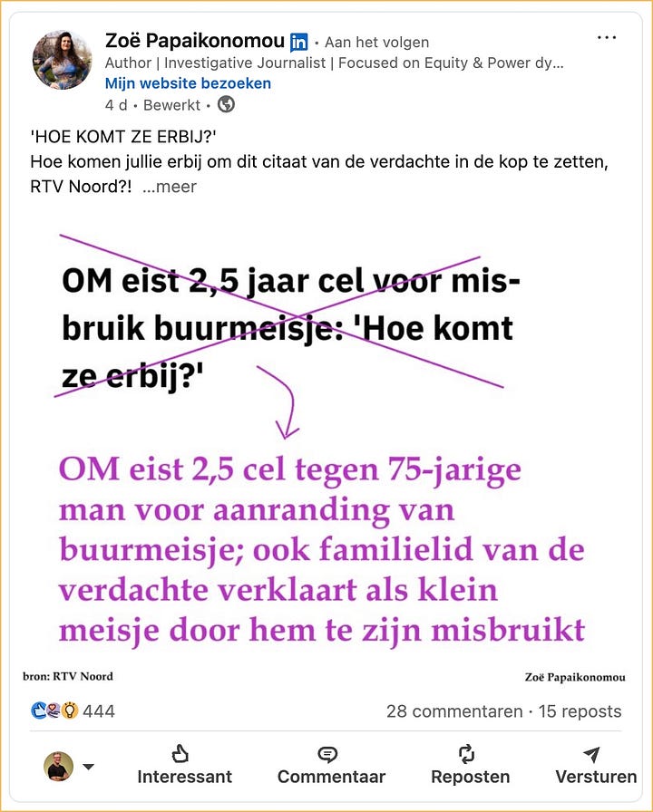 Screenshots van de LinkedIn-feed van Zoë Papaikonomou