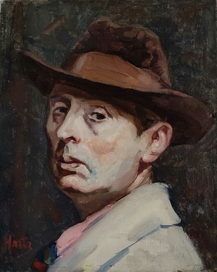 'Zelfportret' - olieverf op doek: Louis Hartz (herkomst: kunstveiling.nl)