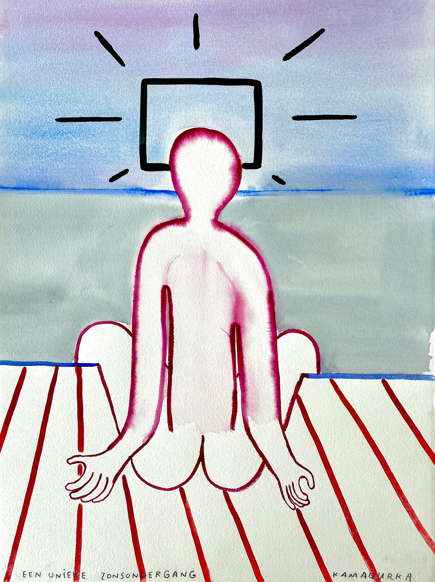 Kamgurka, schilderij op papier, acryl en olieverf
