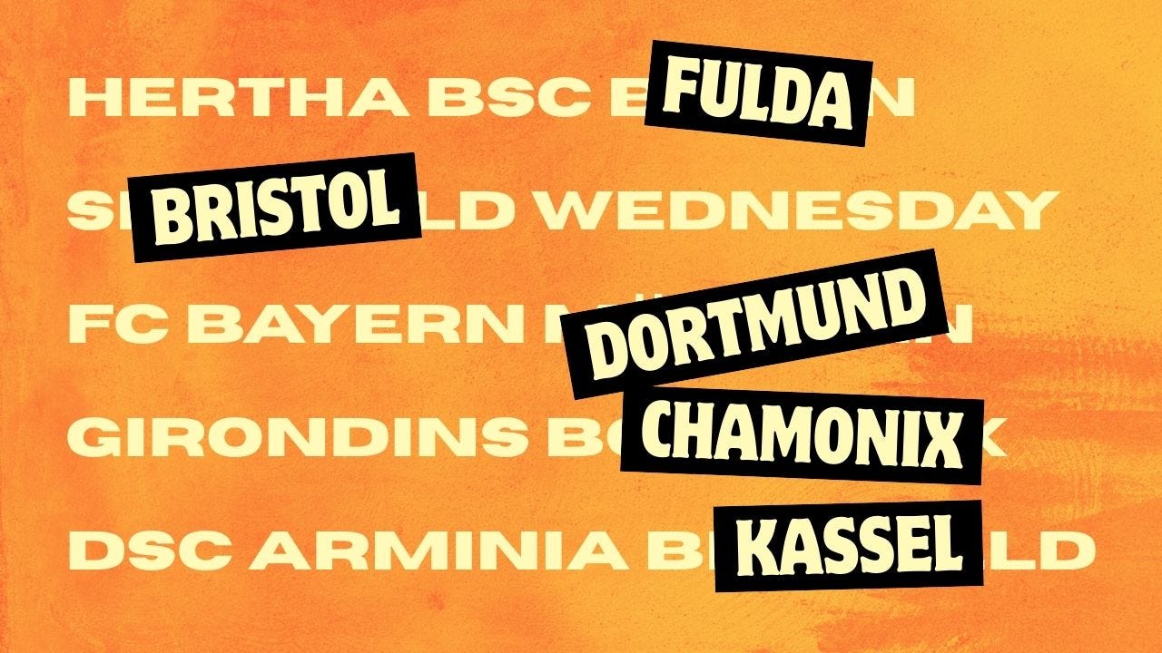 Five club names, with the name of the city replaced with a different city.