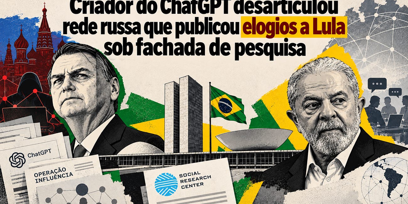 Criador do ChatGPT desarticulou rede russa que publicou elogios a Lula sob fachada de pesquisa 
