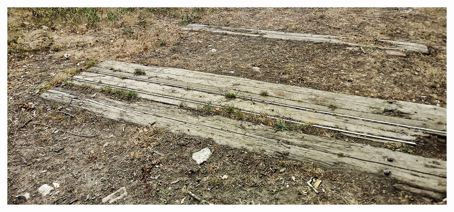 The remains of the miniature railway featured in the Rings of Saturn.