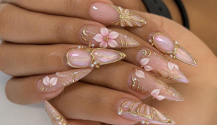 Not your grandma's manicure: embellished acrylic nails
