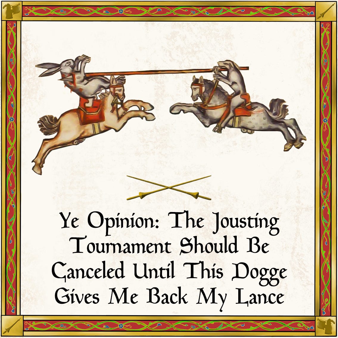 Dog Jousting a Rabbit