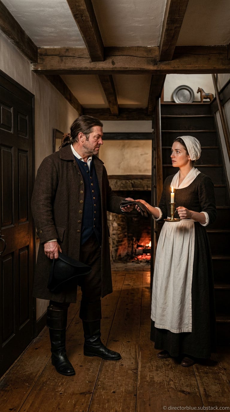 beautiful same subject next IMAGE PROMPT FOR HISTORIC REENACTMENT EDUCATIONAL SERIES PAUL REVERES RIDE TO LEXINGTON 1775 9x16 vertical format Photographic hyper-realistic image Interior of a colonial home at night April 18 1775 The ground-_image_1 beautiful same subject next IMAGE PROMPT FOR HISTORIC REENACTMENT EDUCATIONAL SERIES PAUL REVERES RIDE TO LEXINGTON 1775 9x16 vertical format Photographic hyper-realistic image Interior of a colonial home at night April 18 1775 The ground-_image_1