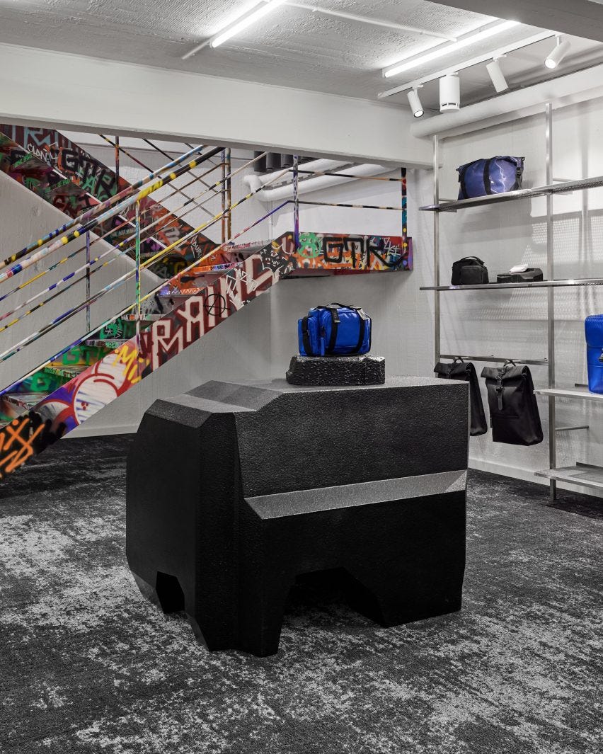 Downstairs on Rains store with carpeted floor