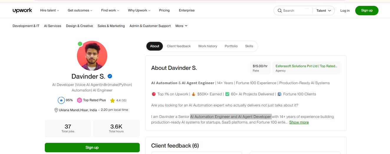 Top Rated Plus AI Automation Engineer and AI Agent Developer