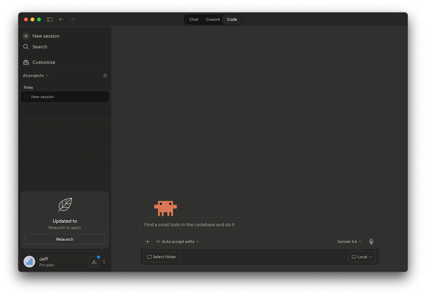 Screenshot of Claude Code in the ap