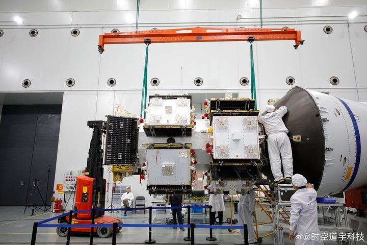 The eleven satellites from Geespace on Jielong-3's payload adapter.