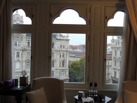 Photos of architecture and a selfie of us in Budapest, Hungary