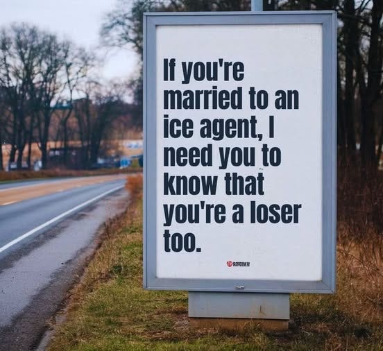 May be an image of text that says 'If you're married to an ice agent, I need you to know that you're a loser too. ADRB'
