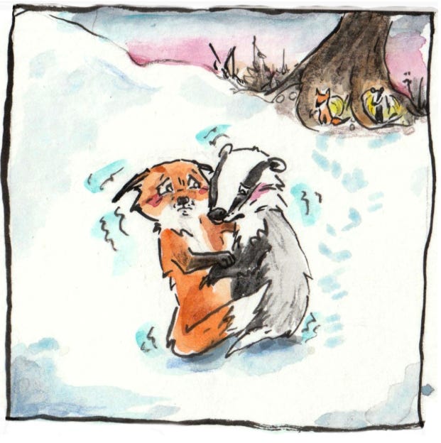 illustration of fox & badger