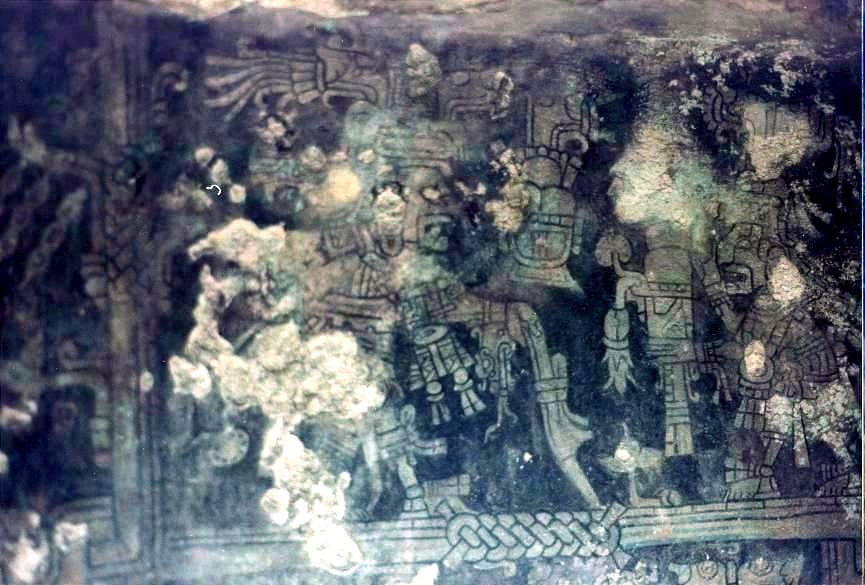 Fresco in the Temple of the Frescoes Tulum as seen in 1995