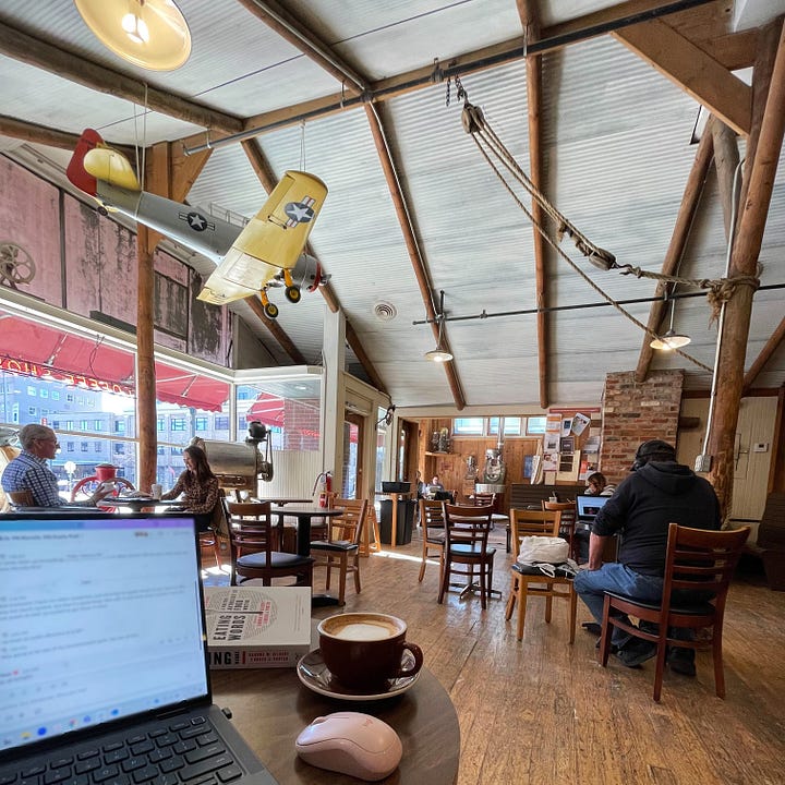 Drinking Coffee in the Lounge At The Mill, Lincoln Nebraska