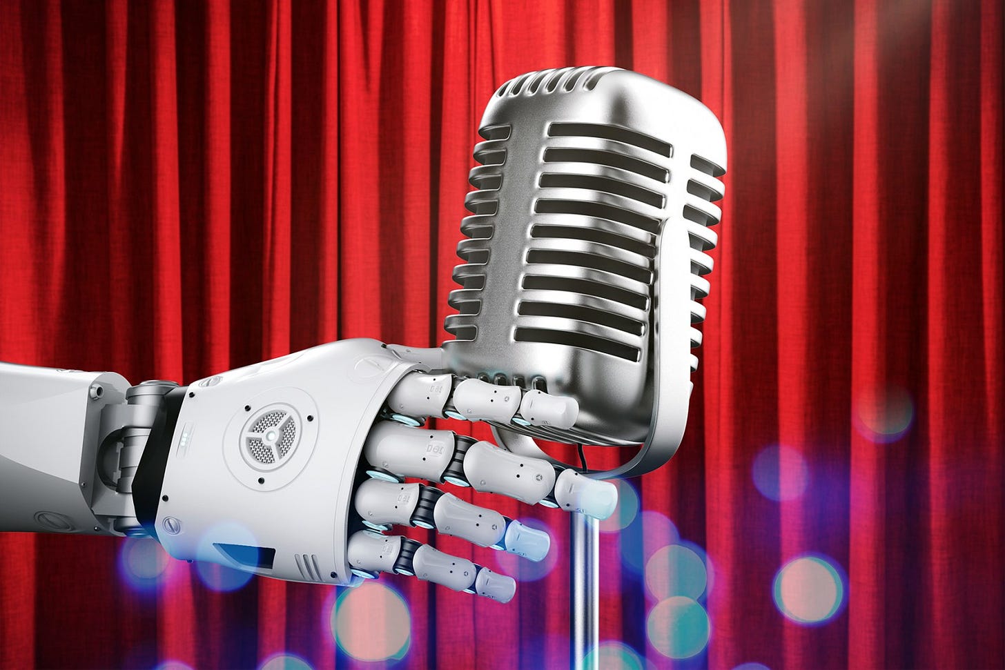 Robot holding microphone