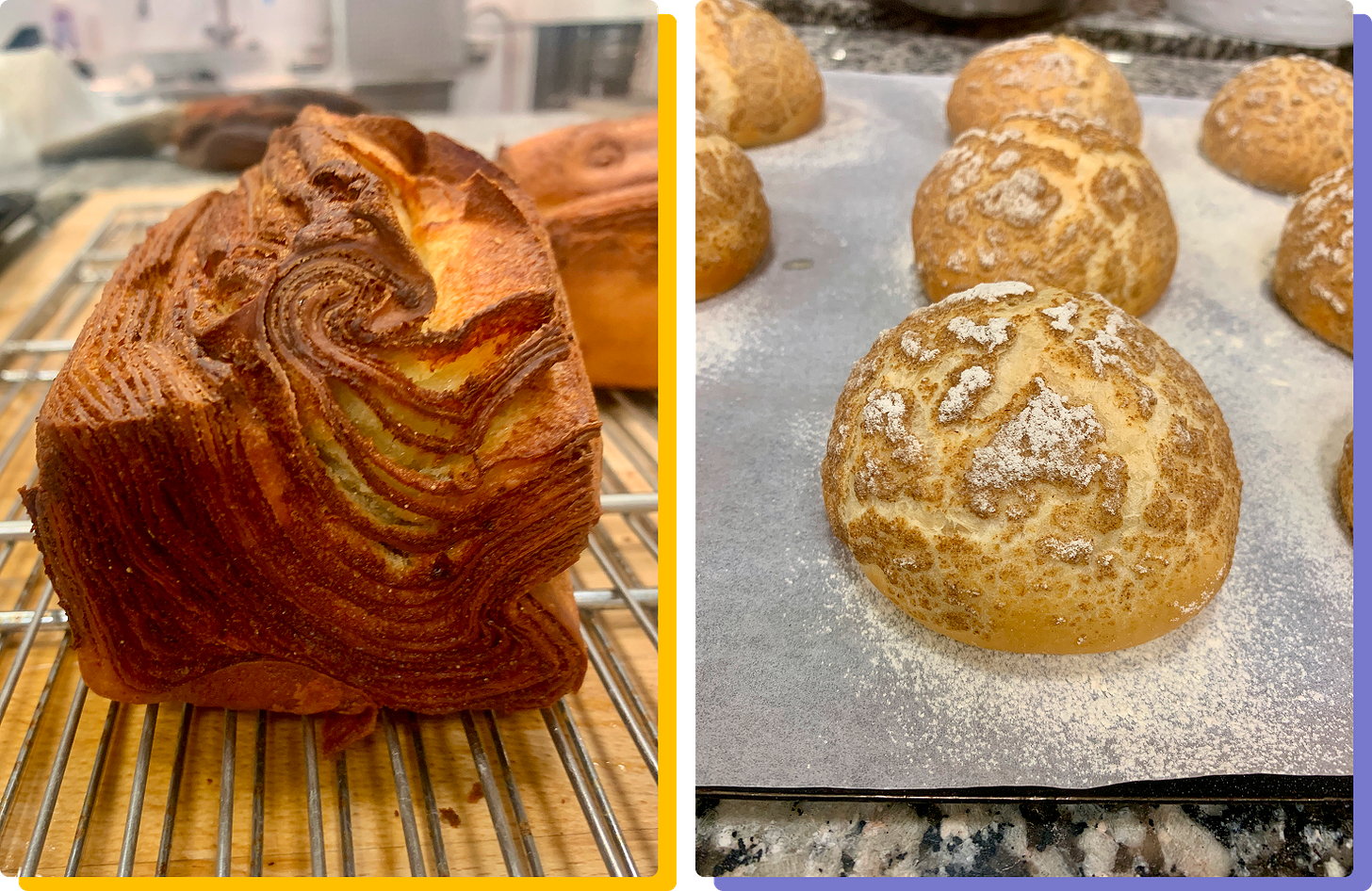 Photo of laminated loaf and tiger effect buns