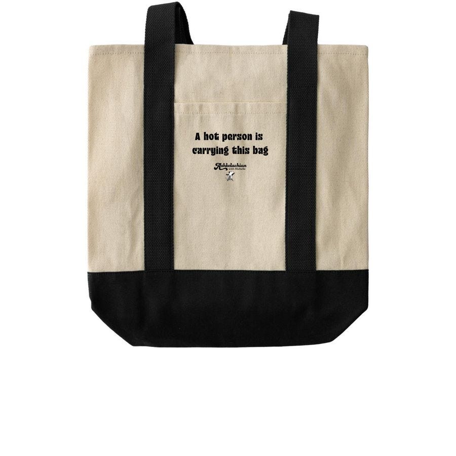 A Hot Person's Grocery Bag, a Natural/Black Two-Tone Grocery Tote Bag