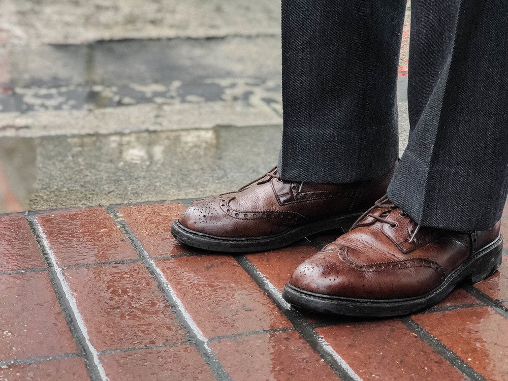 leather dress shoes in rain I wore my leather-soled 1000 Mile boots in the rain! : r/Boots